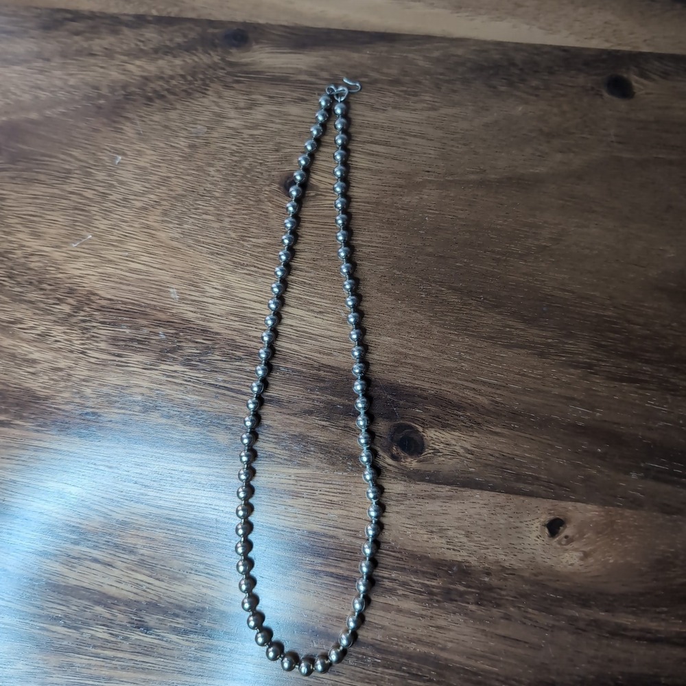 Vintage Silver Tone Ball Chain Necklace Industrial Grunge Minimalist 20 Inch